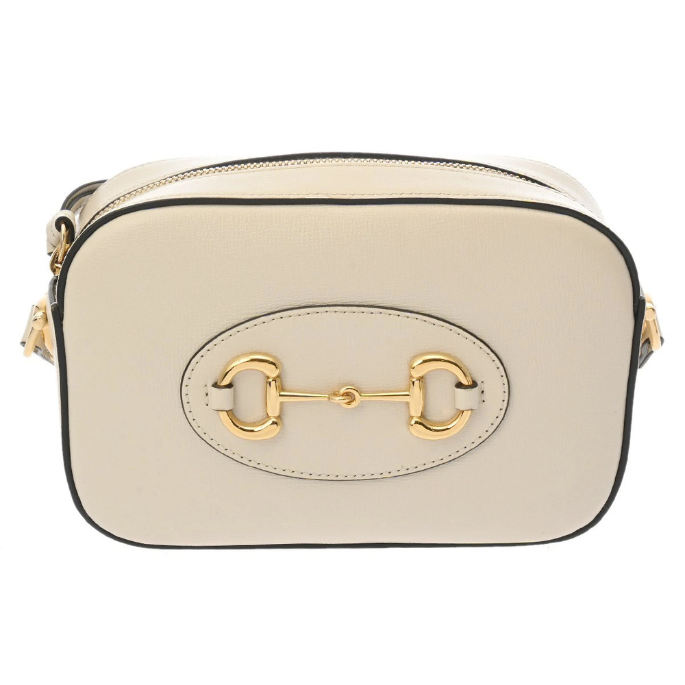 GUCCI Horsebit Camera Bag White Leather Shoulder
